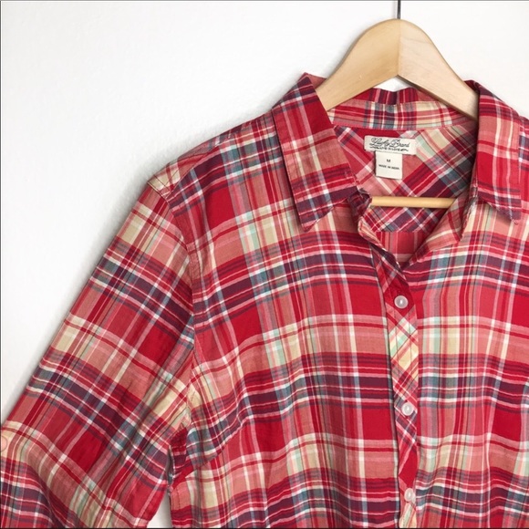 Lucky Brand Red Plaid button Down size M ❤️ - Picture 2 of 5